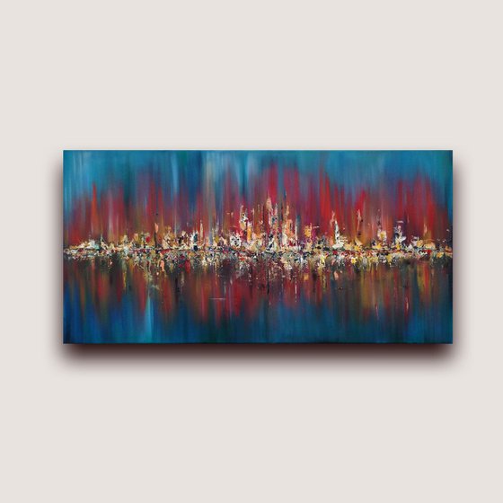 Night Scene - Abstract Oil Landscape Painting