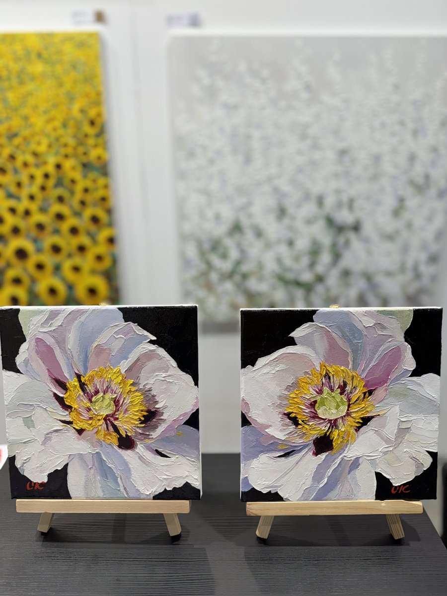 Photorealistic Botanical Oil Painting By Ulyana Korol, 16 X 8", Flamenco Peony, Original Artwork