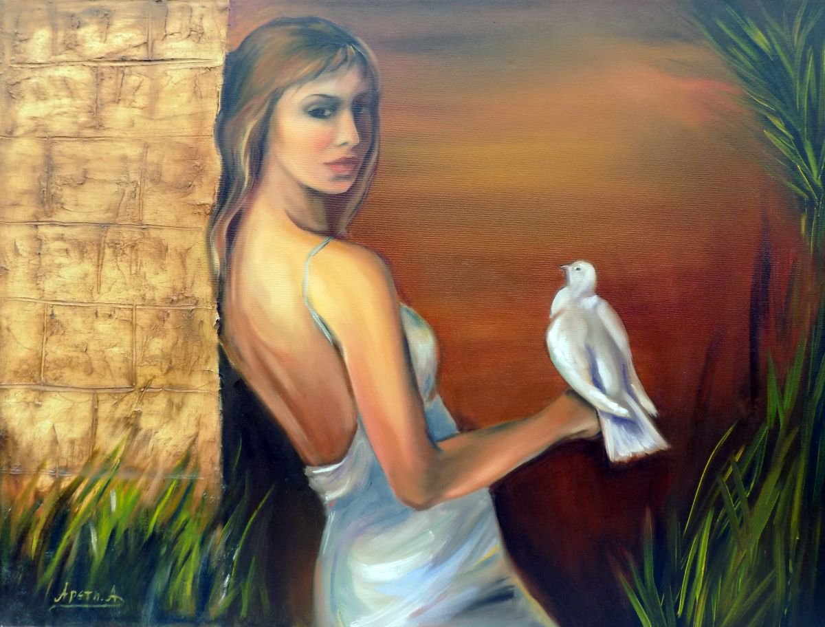 The woman and the dove by Areti Ampi