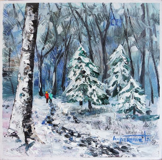 ‘A WALK IN A WINTER FOREST’ - Oil Painting on Panel
