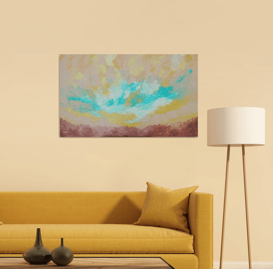 Fulfillment -  between earth and sky; large, colorful abstract; earth colors; home, office decor; gift idea