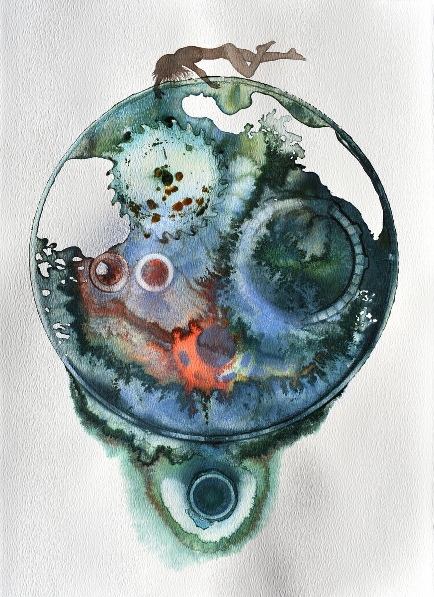 Abstract Acrylic Painting By Milena Nicosia, 21 X 29", La Nuova Eva, Original Artwork