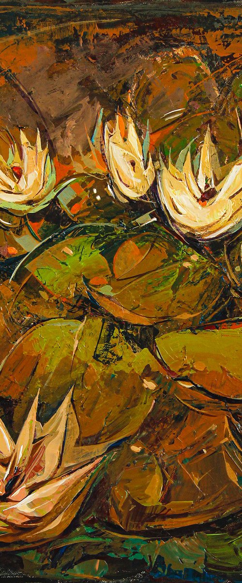 Water lily paintings by ARTIST GURDISH PANNU