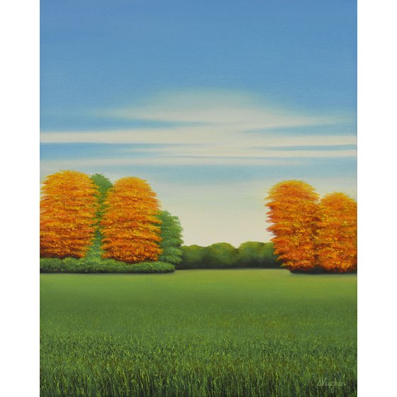 Golden Fall Trees - Blue Sky