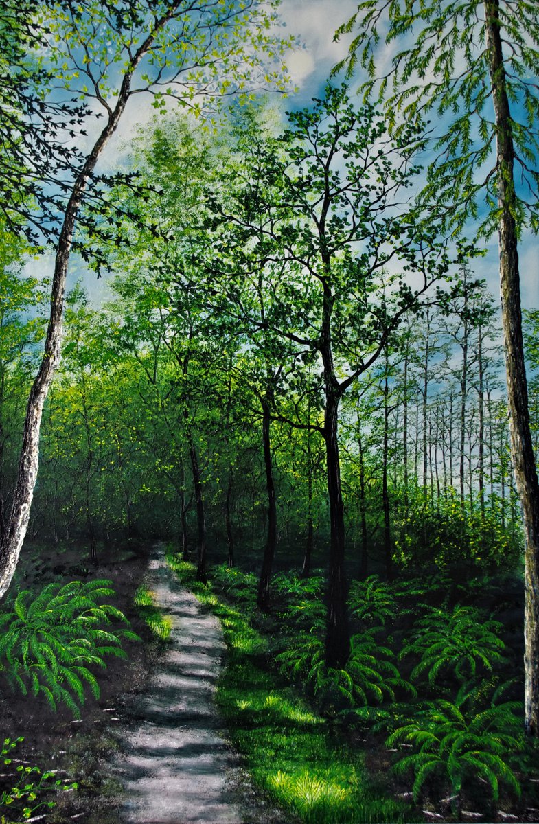 Impressionistic Landscape Oil Painting By Hazel Thomson, 39 X 59, A Midsummer