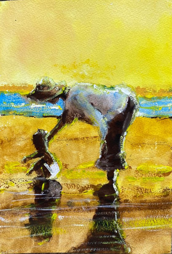 Grandma in the tidal pools …..