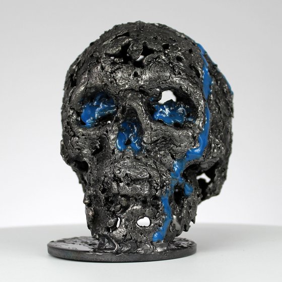 Skull CXXXIX - Skull artwork steel blue pigment