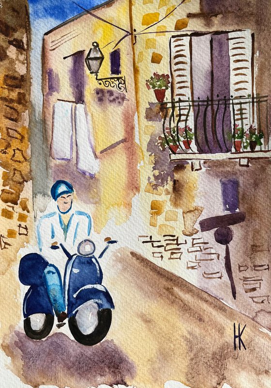 Rome Biker Painting