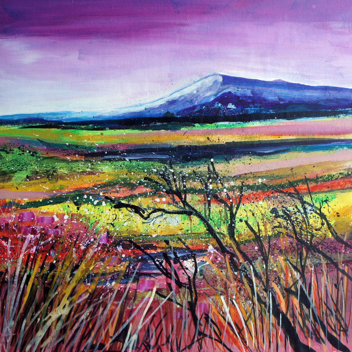 Impressionistic Landscape Acrylic Painting By Julia Rigby, 10 X 10", Scottish Highlands - Winter, Original Artwork