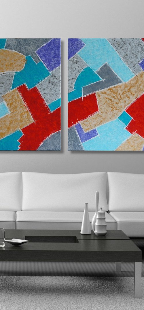 Perfectly Imperfect (165 x 80 cm) XXL (66 x 32 inches) Diptych by Ansgar Dressler