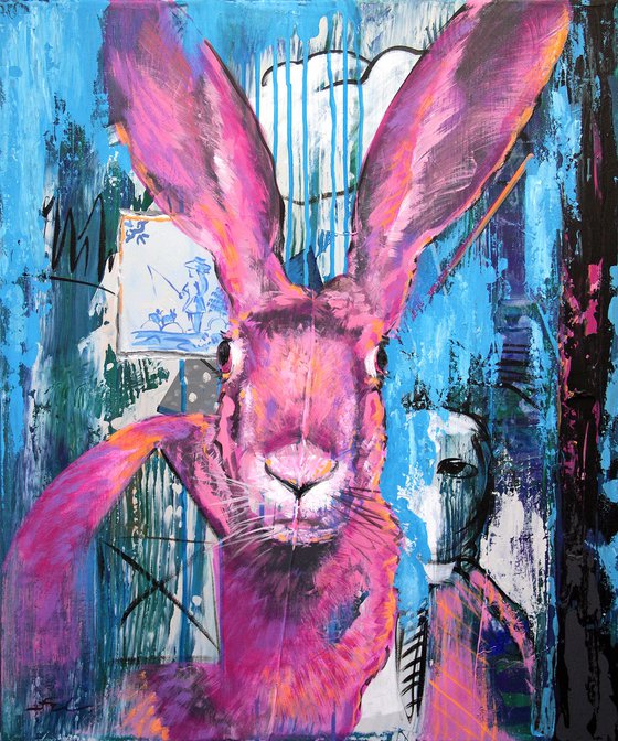 PINK BUNNY | ORIGINAL GICLÉE PRINT ON CANVAS