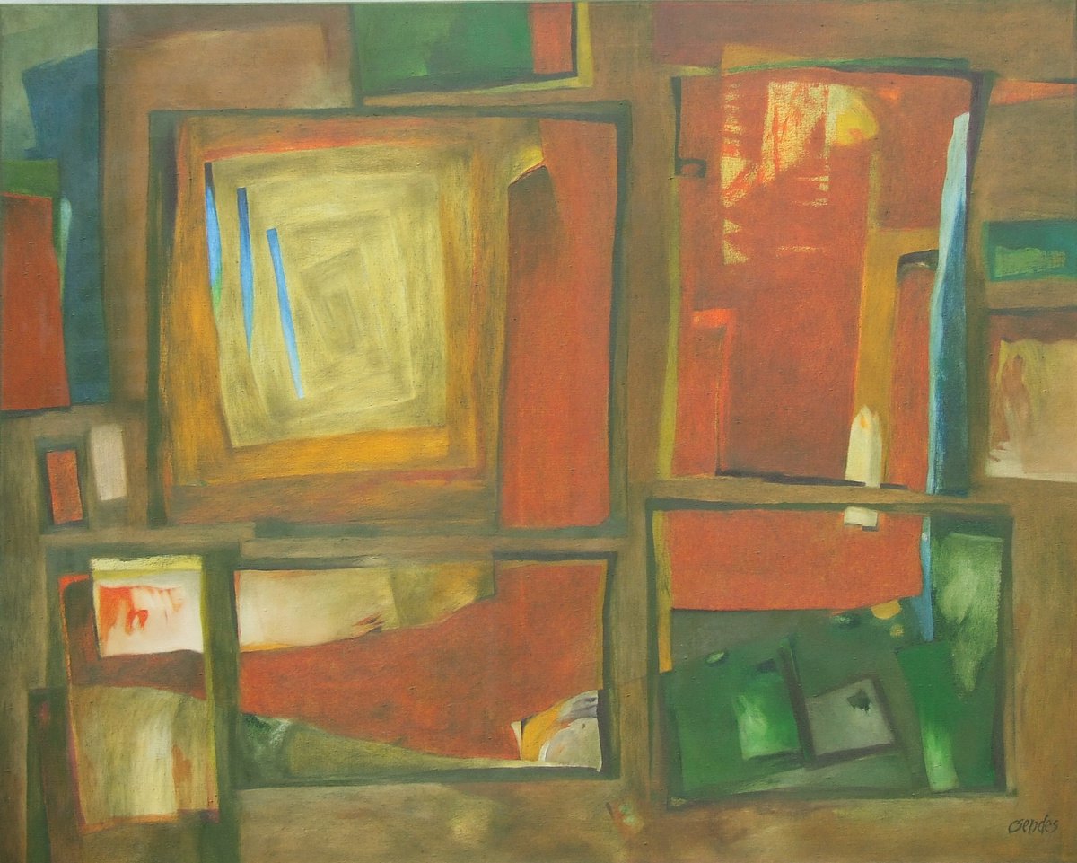 Abstract Oil Painting By Csaba Csendes, 39 X 31, Waking, Original Artwork