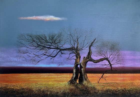 'Standing in the shadow of the Lightning Tree'. Large Oil Painting on Canvas