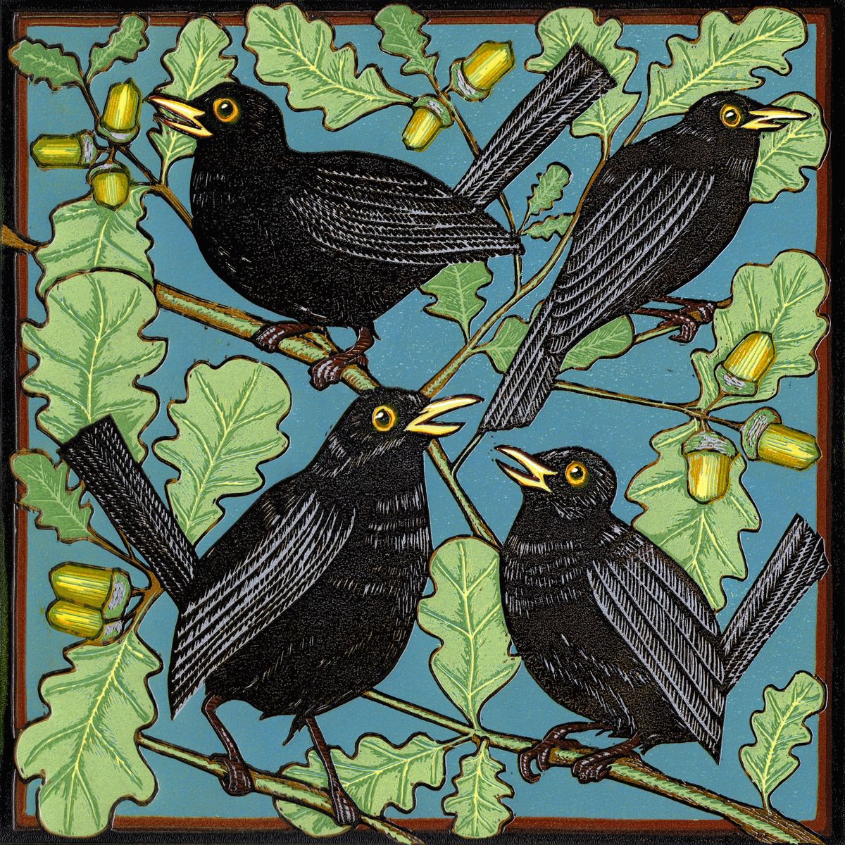 Blackbirds and Acorns by Marian Carter