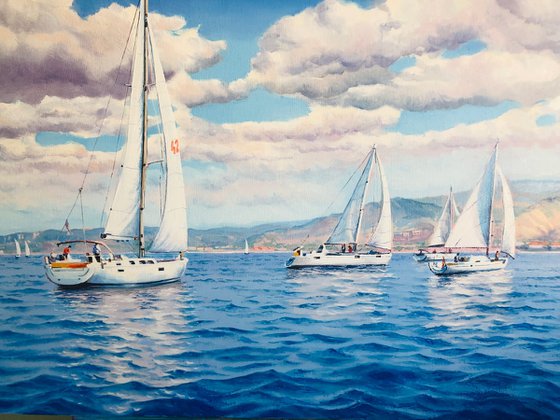 Seascape with Sailboats