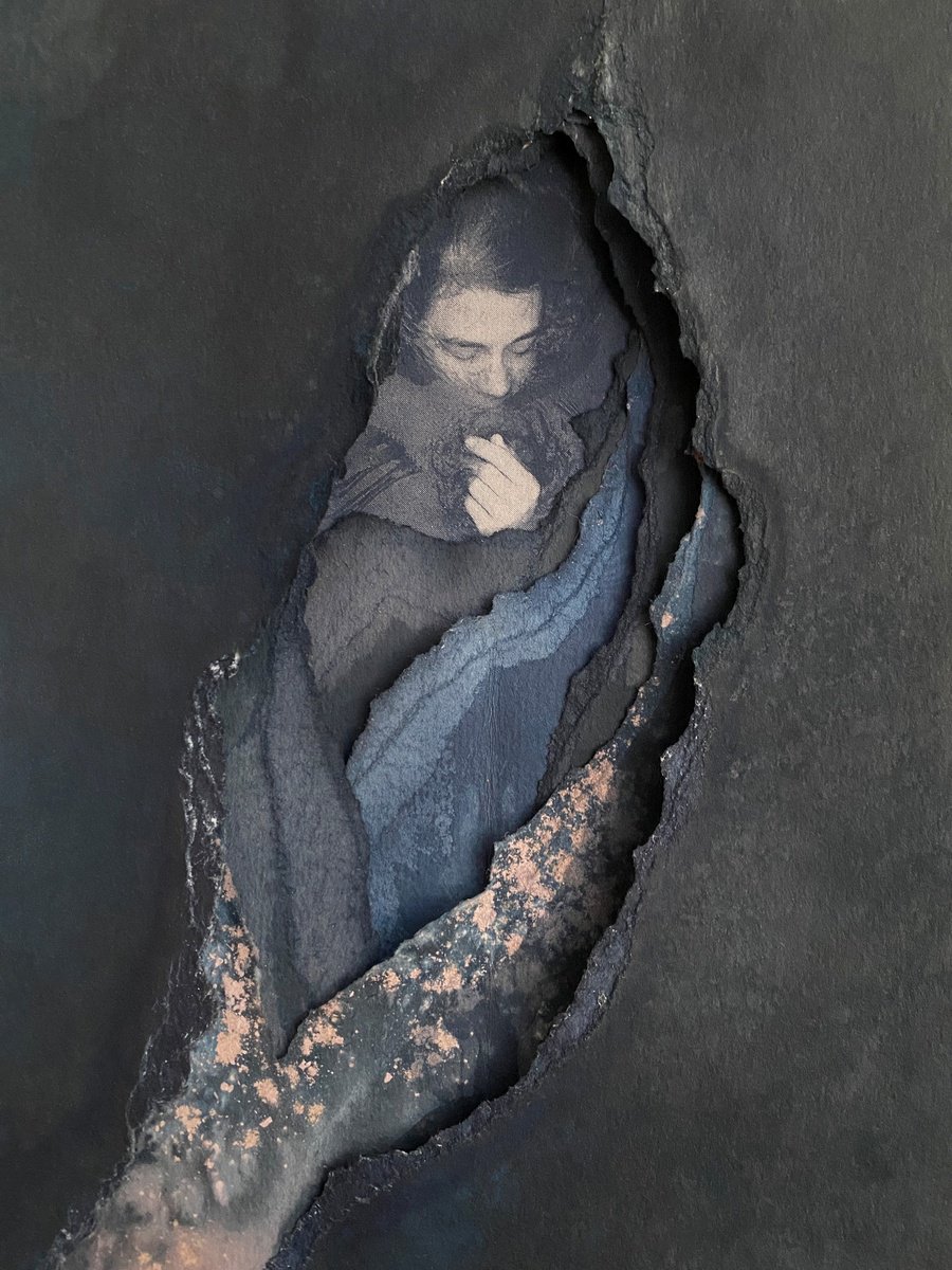 Illustrative Portrait Photograph By Ramona Zordini, 6 X 8", Guideline Routine 2 Cyanotype Toned On Paper, Original Artwork