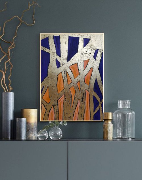 Abstract Gold memories / Modern stripe art by Larissa Uvarova