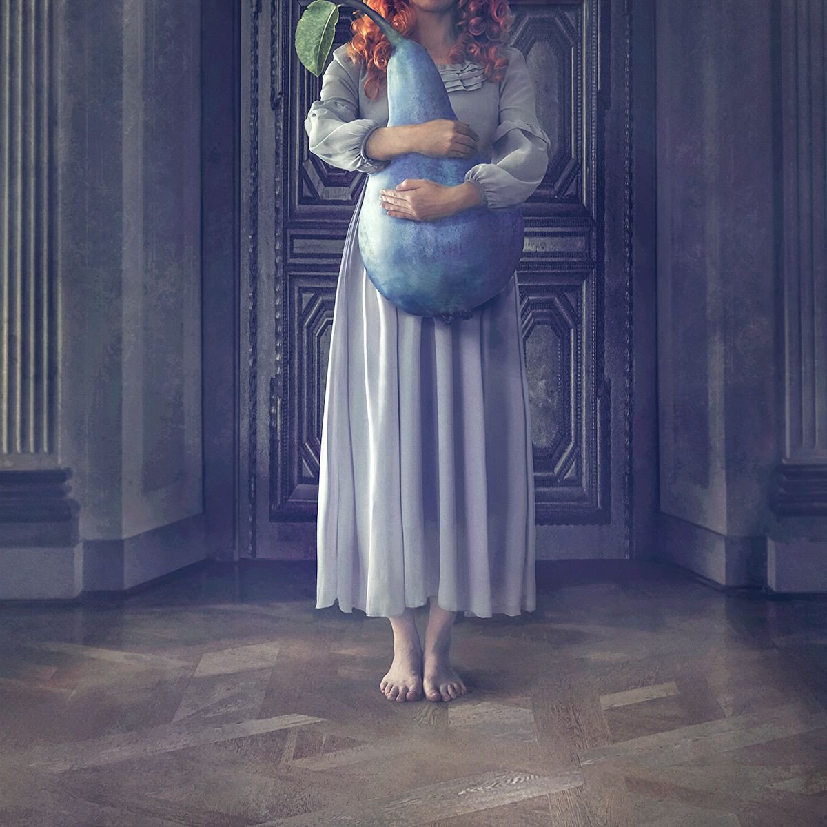 Surrealistic Portrait Photograph By Nikolina Petolas, 33 X 33", Someplace Else, Original Artwork