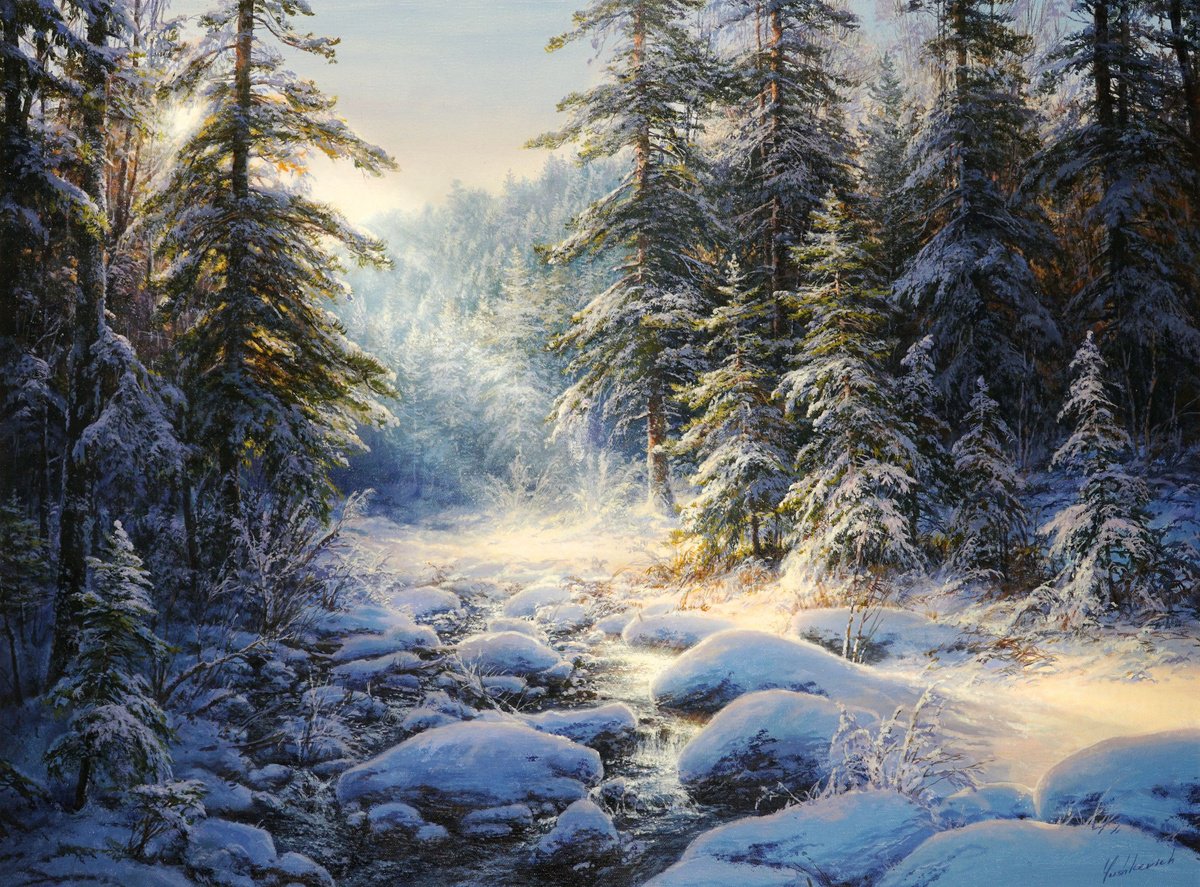 Whisper Of A Winter Stream By Viktar Yushkevich Yuvart, 39 X 31, Artwork For Sale On Artfinder