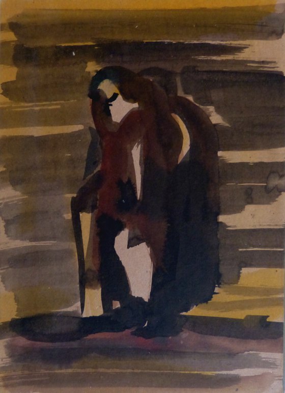 The Pilgrim, watercolour on cardboard 21x29 cm