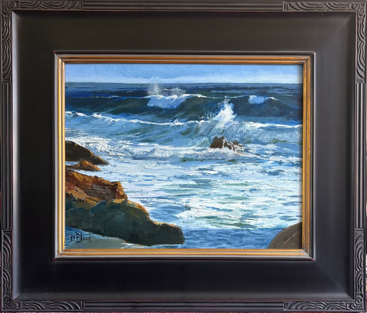 Impressionistic Landscape Oil Painting By David Block, 14 X 11, Listen To The Tide, Original Artwork