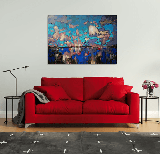 Mirror of water, boats in the clouds