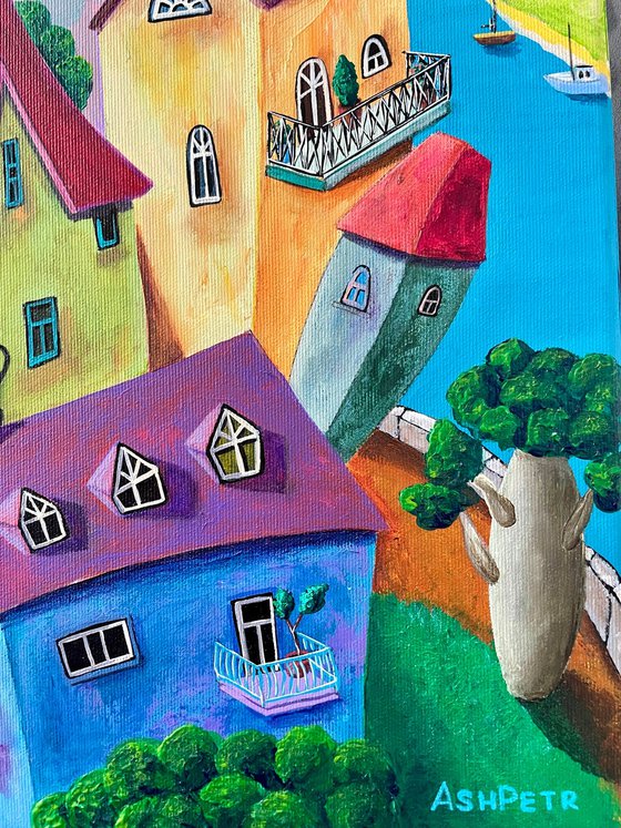 The Whimsical Seaside Town