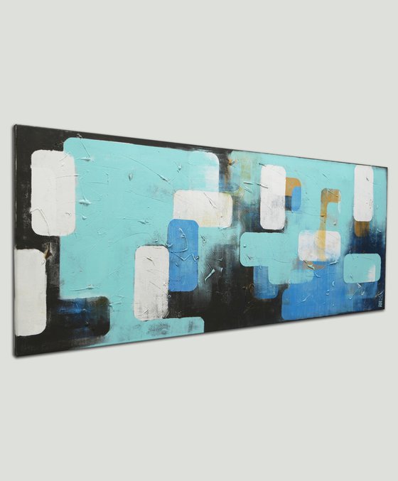 Abstract Painting - Layer Player Blue Landscape - Ronald Hunter - 150x60CM - 10O