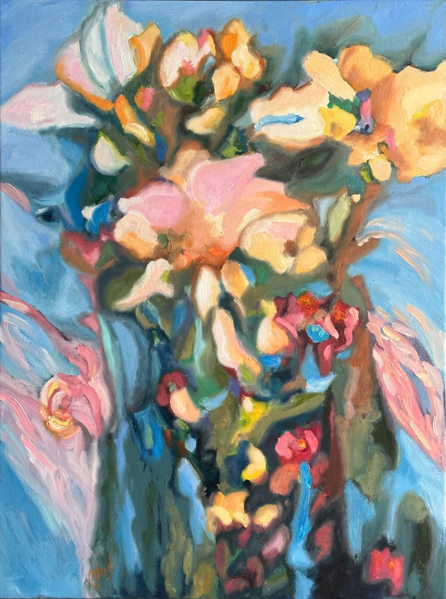 Abstract Oil Painting By Olga Mcnamara Biennaleartist, 24 X 31", Daylight, Original Artwork