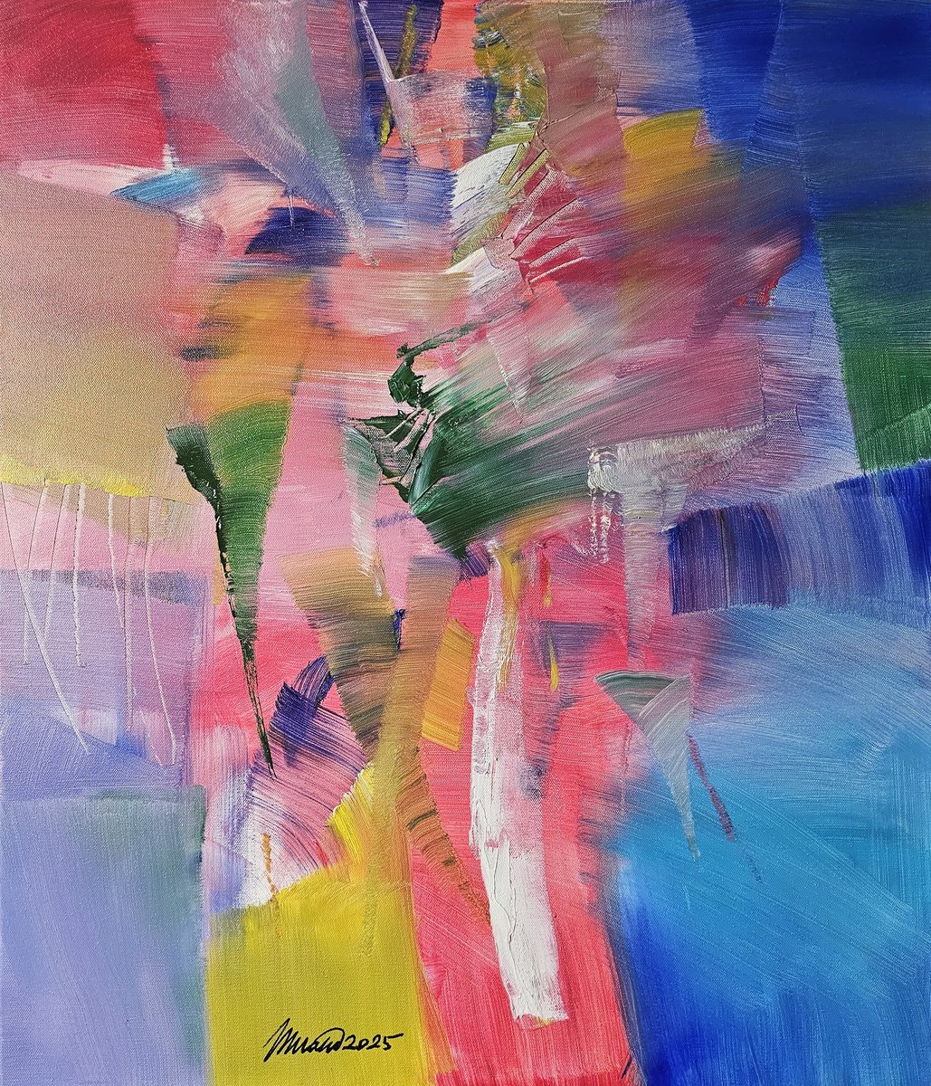 Abstract Oil Painting By Taidakov Nikolai, 24 X 28", Strong Wind, Original Artwork