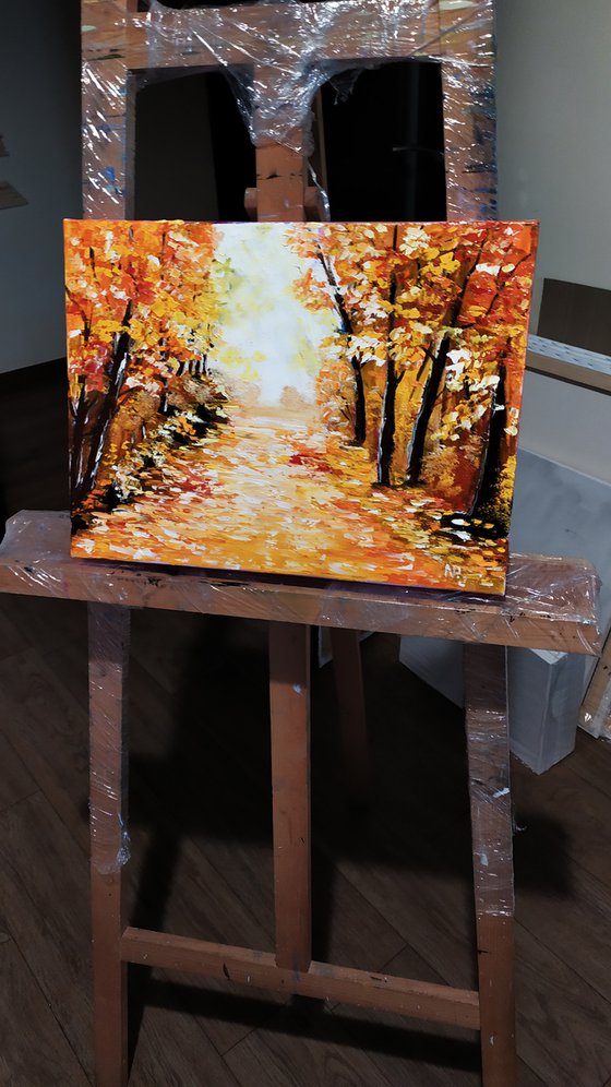 Autumn, original landscape oil painting, gift idea, bedroom painting