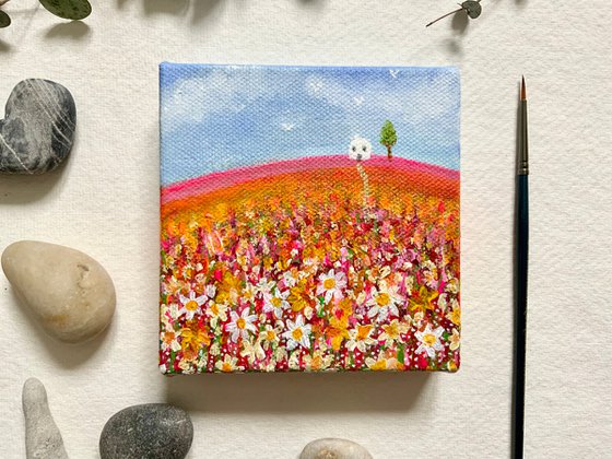 Landscape painting “Daisy Hill” acrylic on canvas