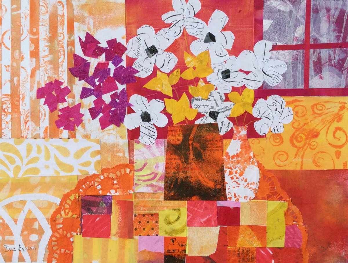 Still Life Collage By Dee Evans, 20 X 16, Centrepiece, Original Artwork