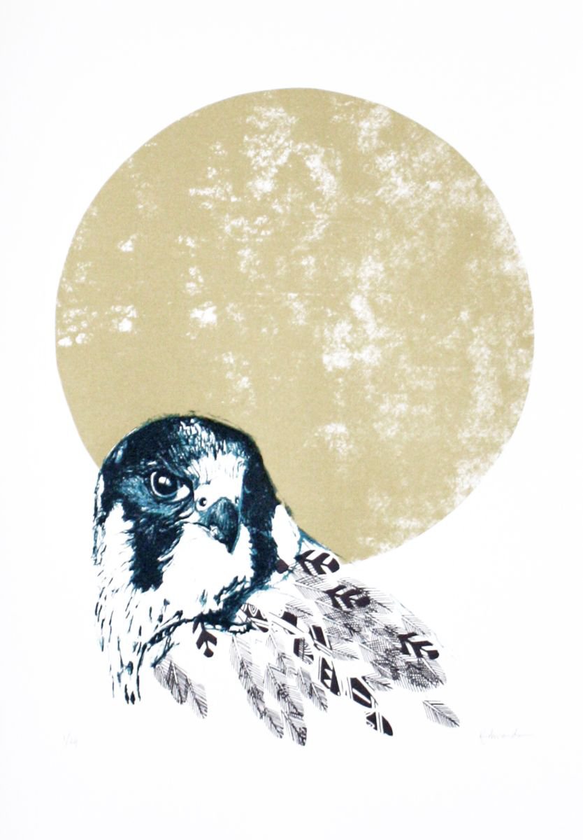 Illustrative Animal Screenprint By Kath Edwards, 14 X 20", Full Moon, Original Artwork