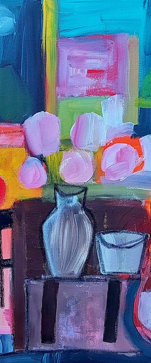 Two Vases of Flowers by Jan Rippingham