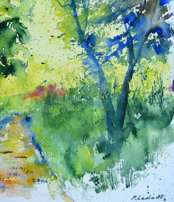 Forest path - watercolor