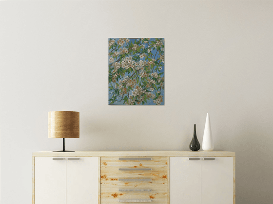 Blossoming pear branches - Original oil painting (2020)