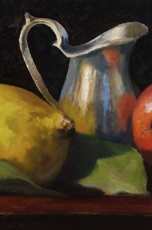 Quince, Apple and Metal Pitcher by Pascal Giroud