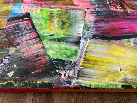 "We're All Mad Here" - Save As A Series - Original PMS Large Abstract Acrylic Painting Triptych On Canvas - 100" x 40"