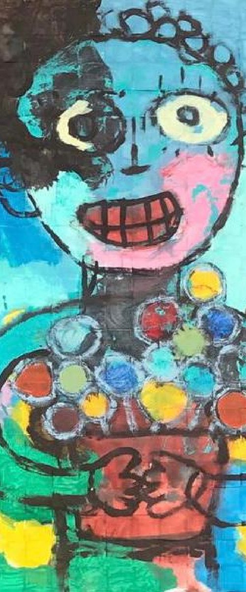 Child with a potted plant by Gabo Mendoza