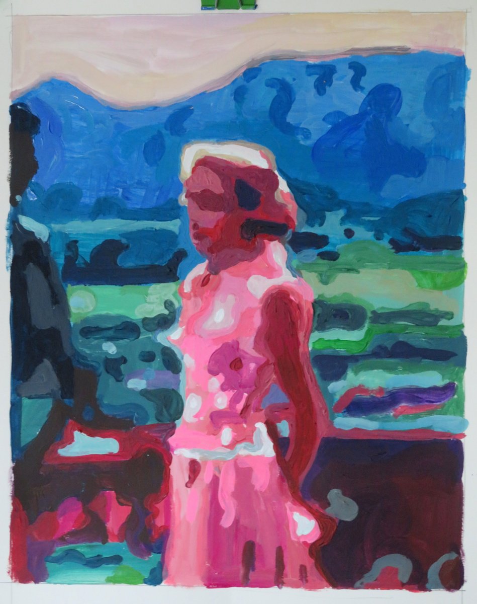  Woman In Pink By Stephen Abela, 18 X 24, Artwork For Sale On Artfinder