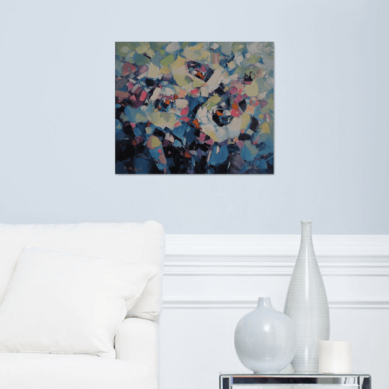 Abstract flowers (50x60cm, oil painting,  ready to hang)