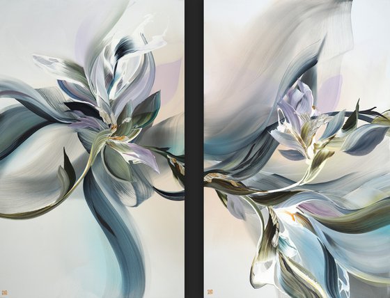 Magnolia Drift Diptych
