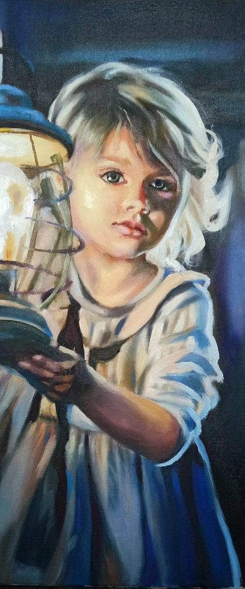 Girl with a lamp by Magdalena Palega