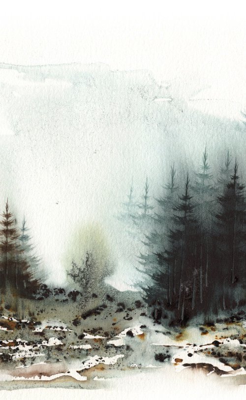 Places XXXIII - Watercolor Pine Forest by ieva Janu