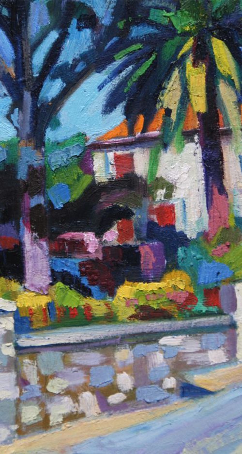Mediterranean street with palm trees by Maja Đokić Mihajlović