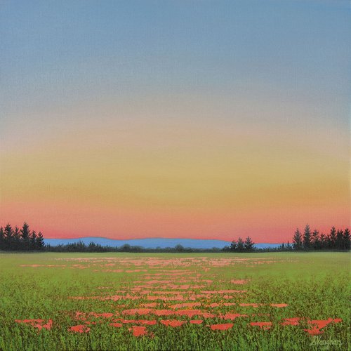 Twilight Glow - Colorful Flower Field Landscape by Suzanne Vaughan