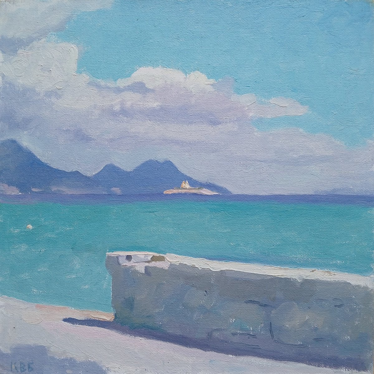 Impressionistic Landscape Oil Painting By Vasyl Koval, 10 X 10", Noon, Original Artwork