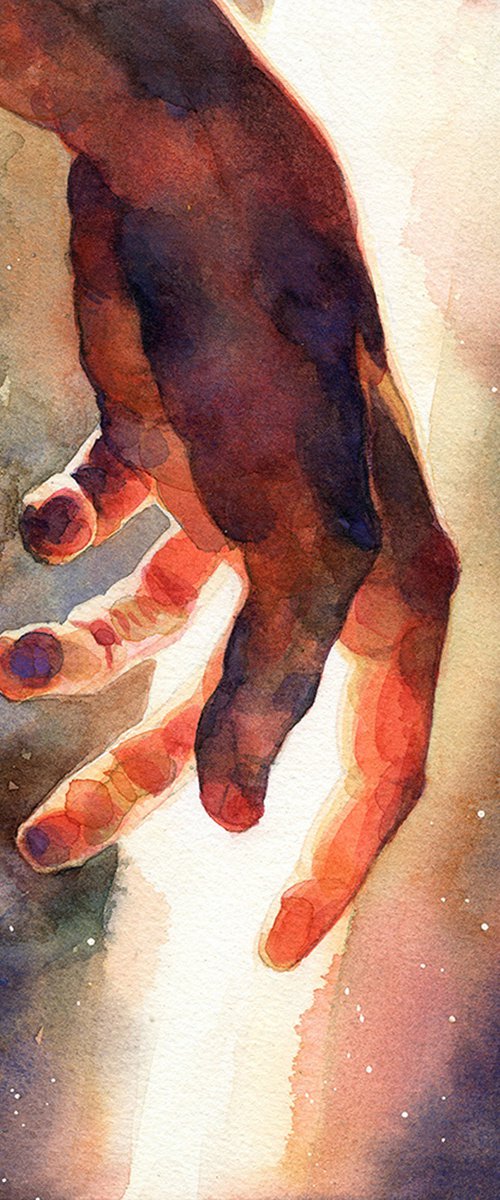 " Hand " - painting as a gift, watercolor on paper, hand. fingers, wall painting, interior art, realism, interior design, stylish art by Alina Shangina ❤️