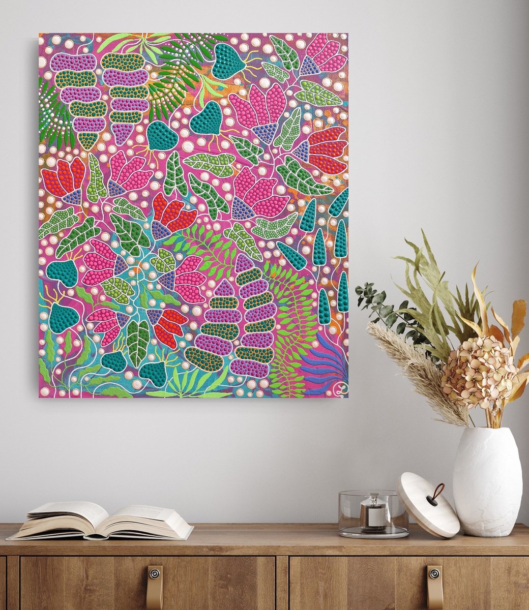 Pink Garden By Oxana Lazari, 24 X 28, Artwork For Sale On Artfinder